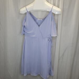 LUSH Periwinkle Cold Shoulder Wrap Dress, XS